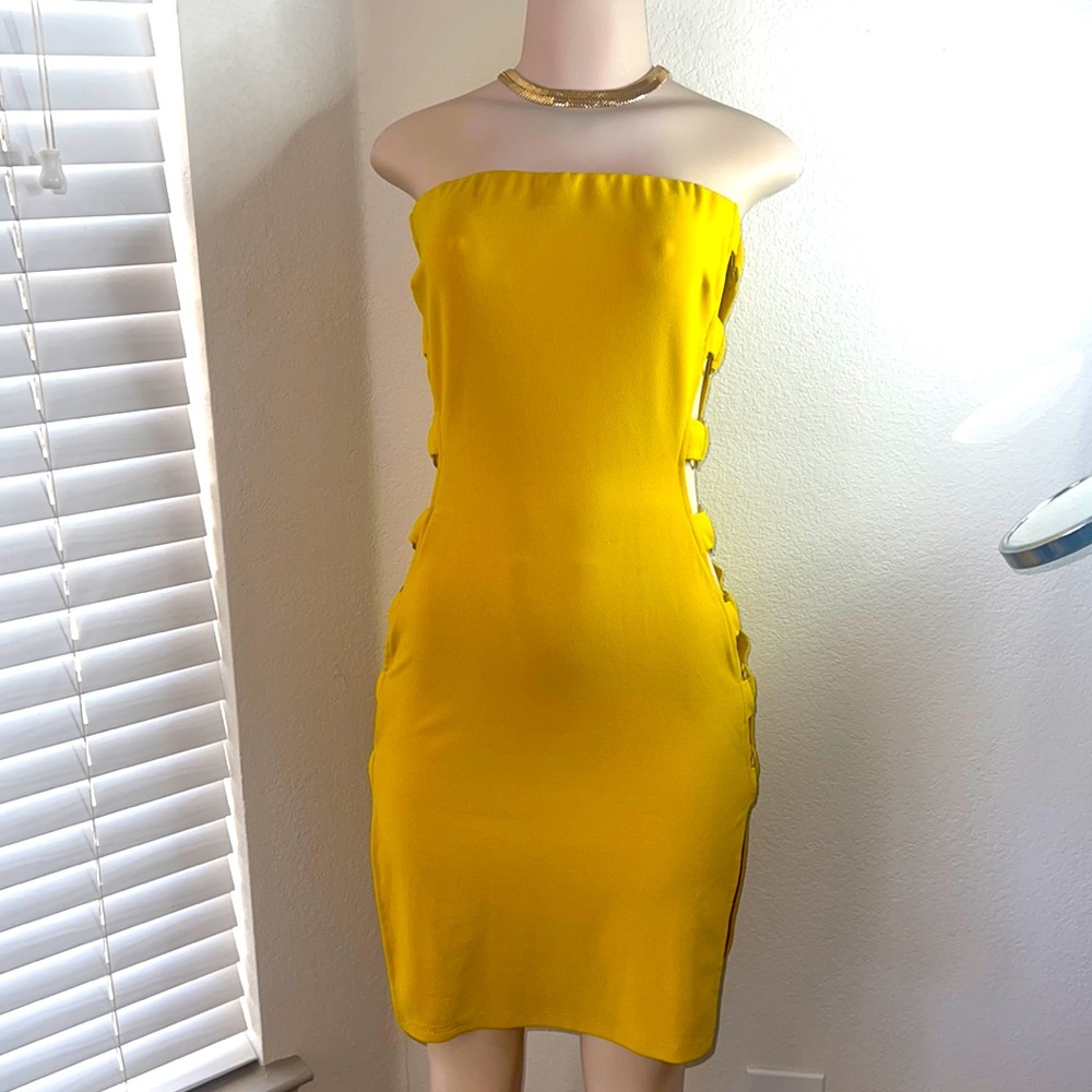 Yellow cut out dress